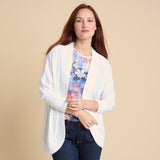 Christopher & Banks Women's Slub Knit Curved Hem Long Sleeve Cardigan
