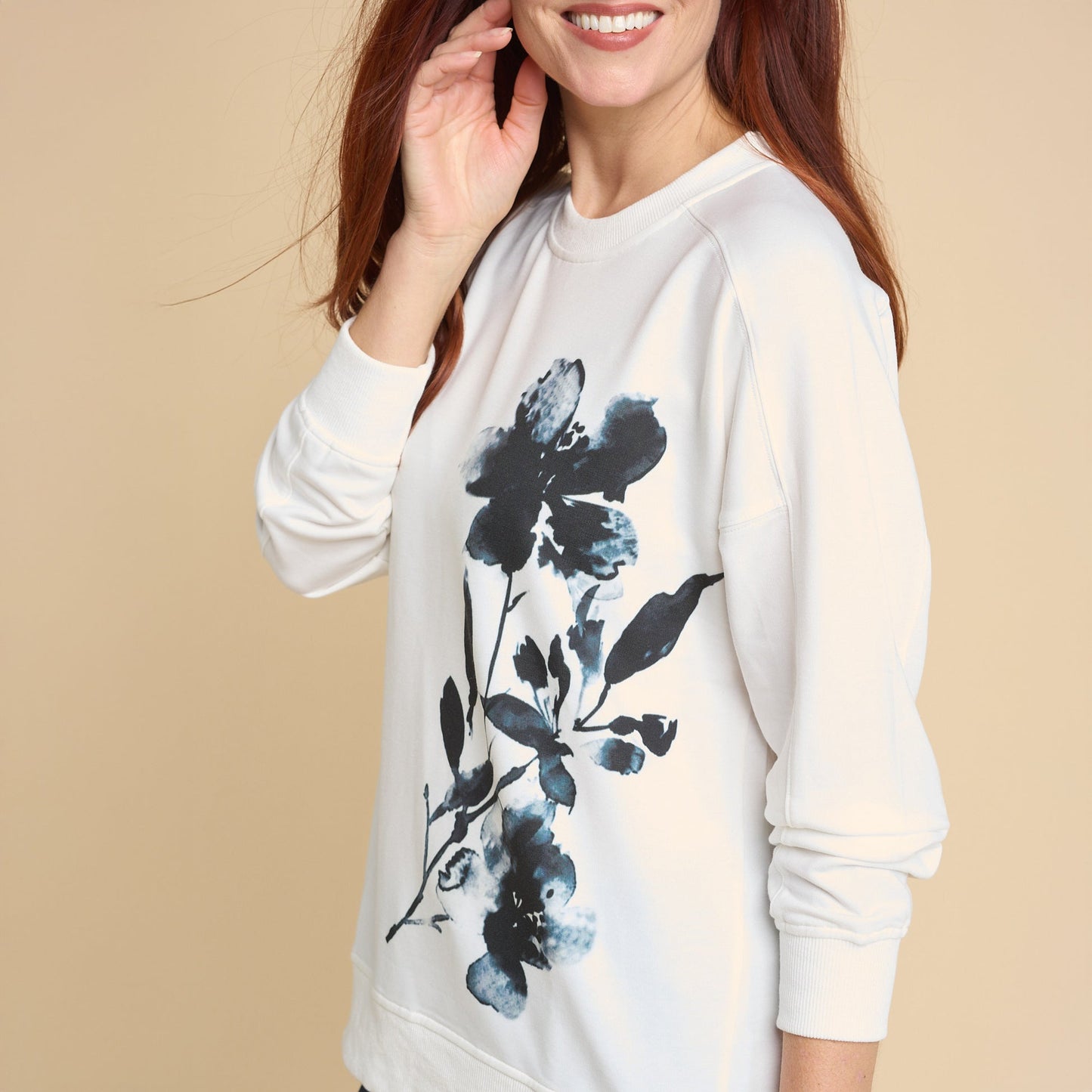 Christopher & Banks Women's Placed Floral Print Sweatshirt