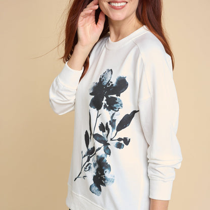 Christopher & Banks Women's Placed Floral Print Sweatshirt