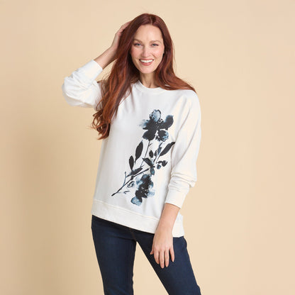 Christopher & Banks Women's Placed Floral Print Sweatshirt