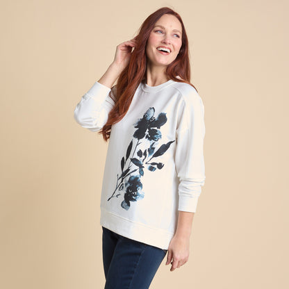 Christopher & Banks Women's Placed Floral Print Sweatshirt