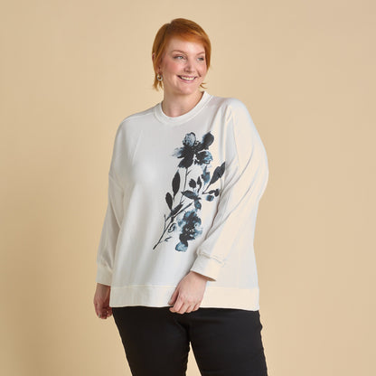 Christopher & Banks Women's Placed Floral Print Sweatshirt