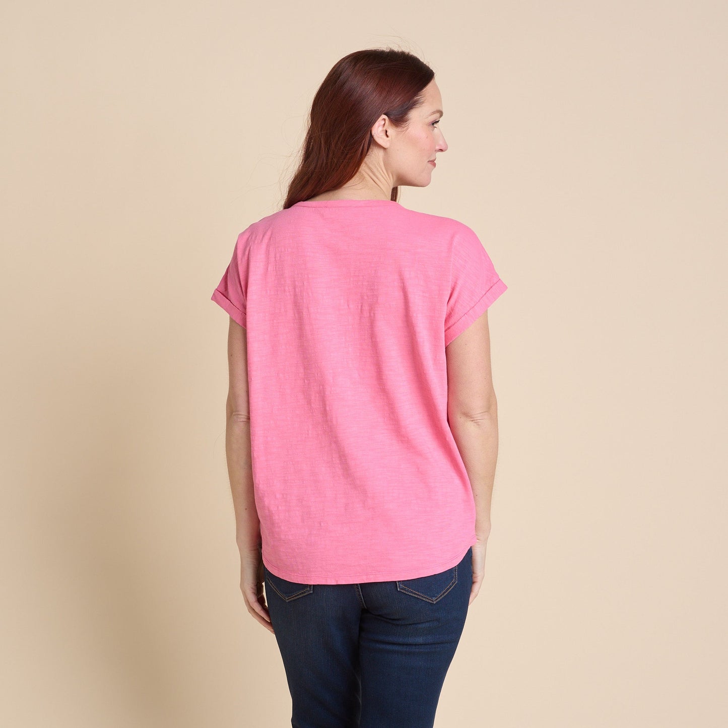 Christopher & Banks Women's Dropped Shoulder Short Sleeve Henley Tee