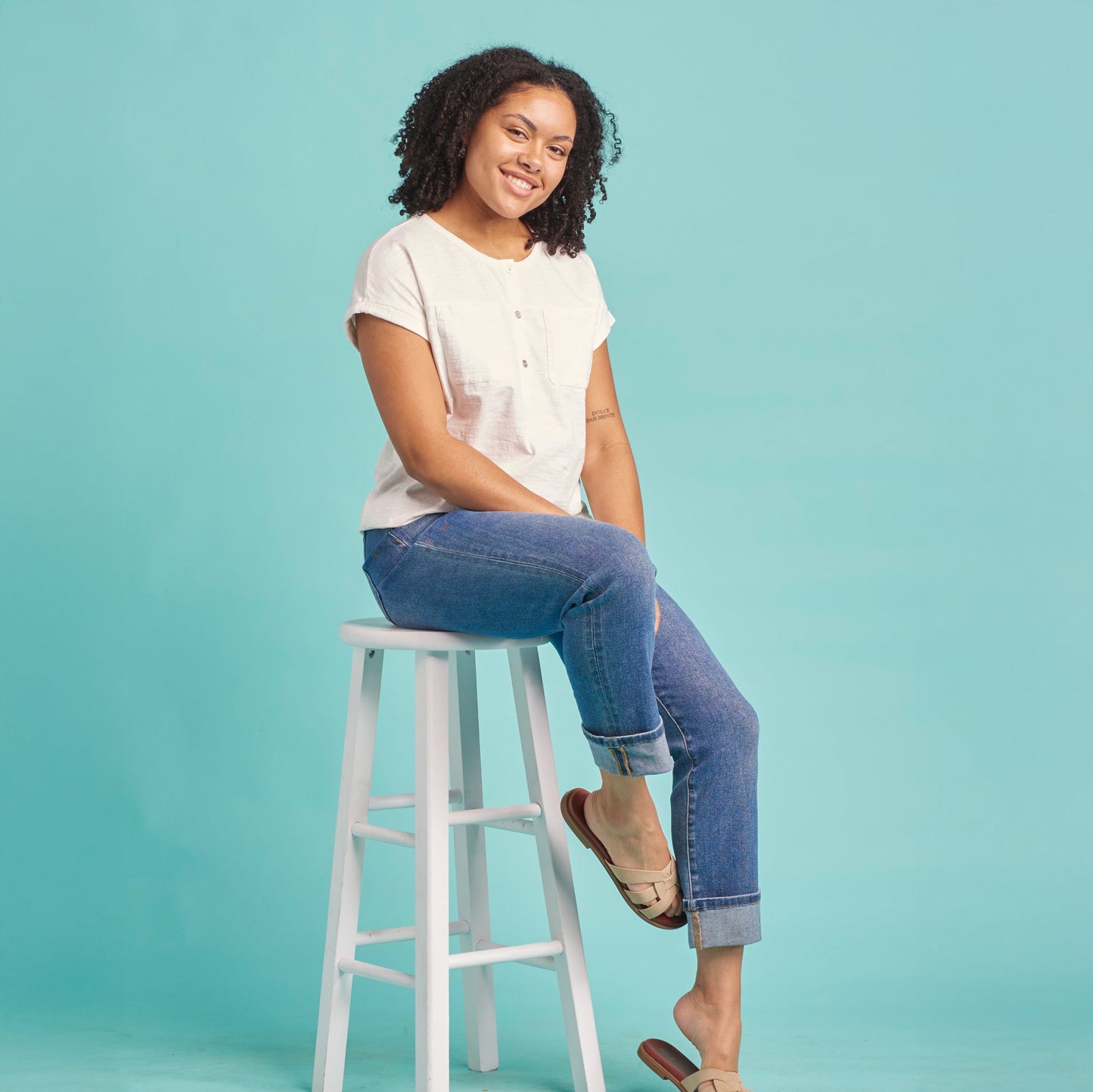 Christopher & Banks Women's Dropped Shoulder Short Sleeve Henley Tee