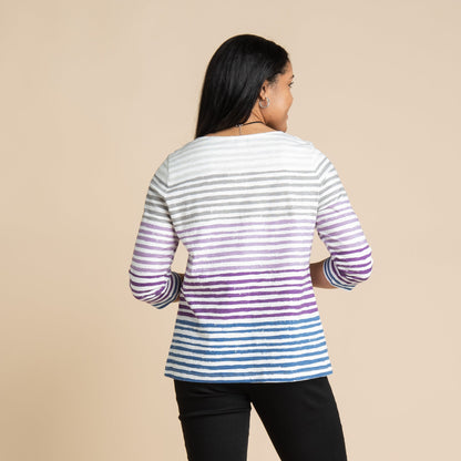 Christopher & Banks Women's Ombre Stripe Boatneck Tee
