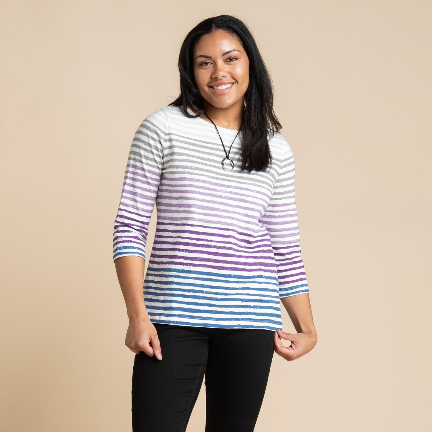 Christopher & Banks Women's Ombre Stripe Boatneck Tee