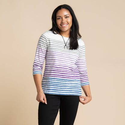 Christopher & Banks Women's Ombre Stripe Boatneck Tee