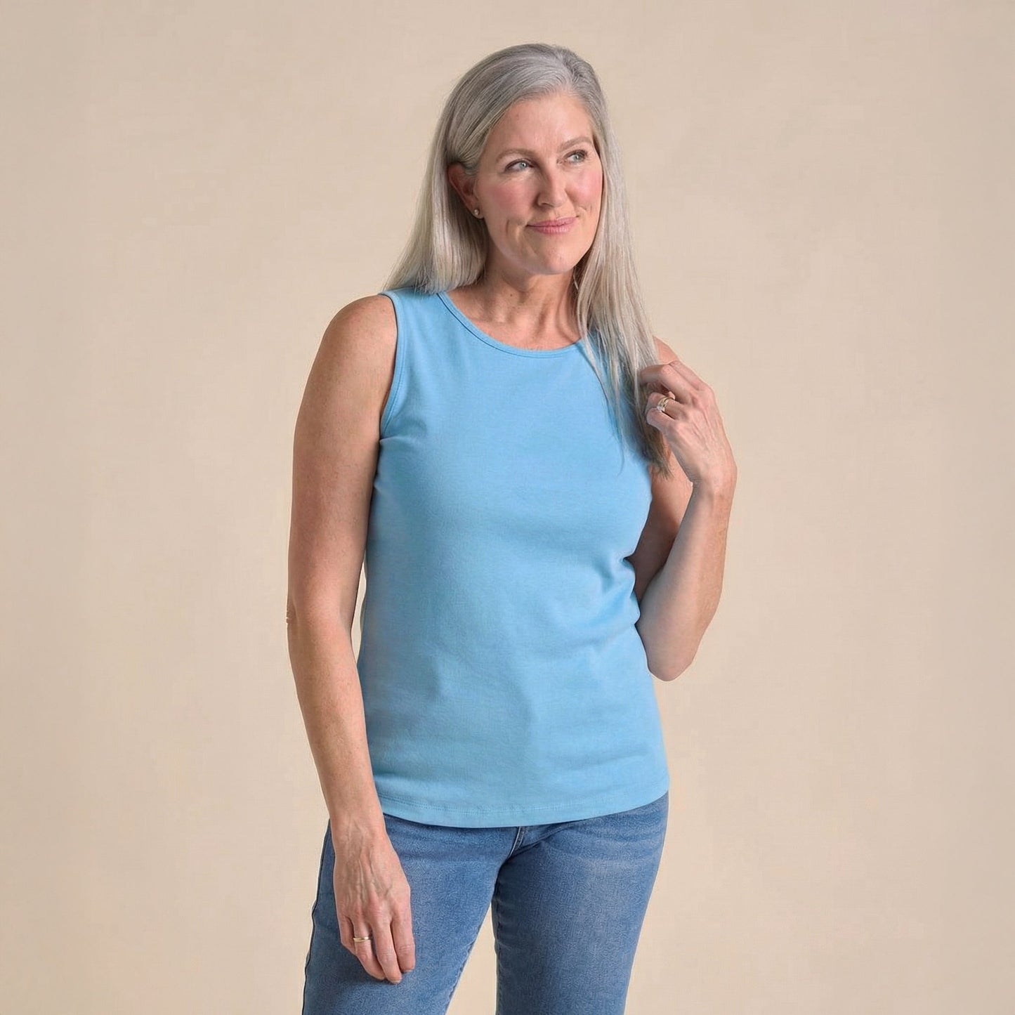 Christopher & Banks Women's Plus Size Sleeveless Crew Neck Perfect Tank