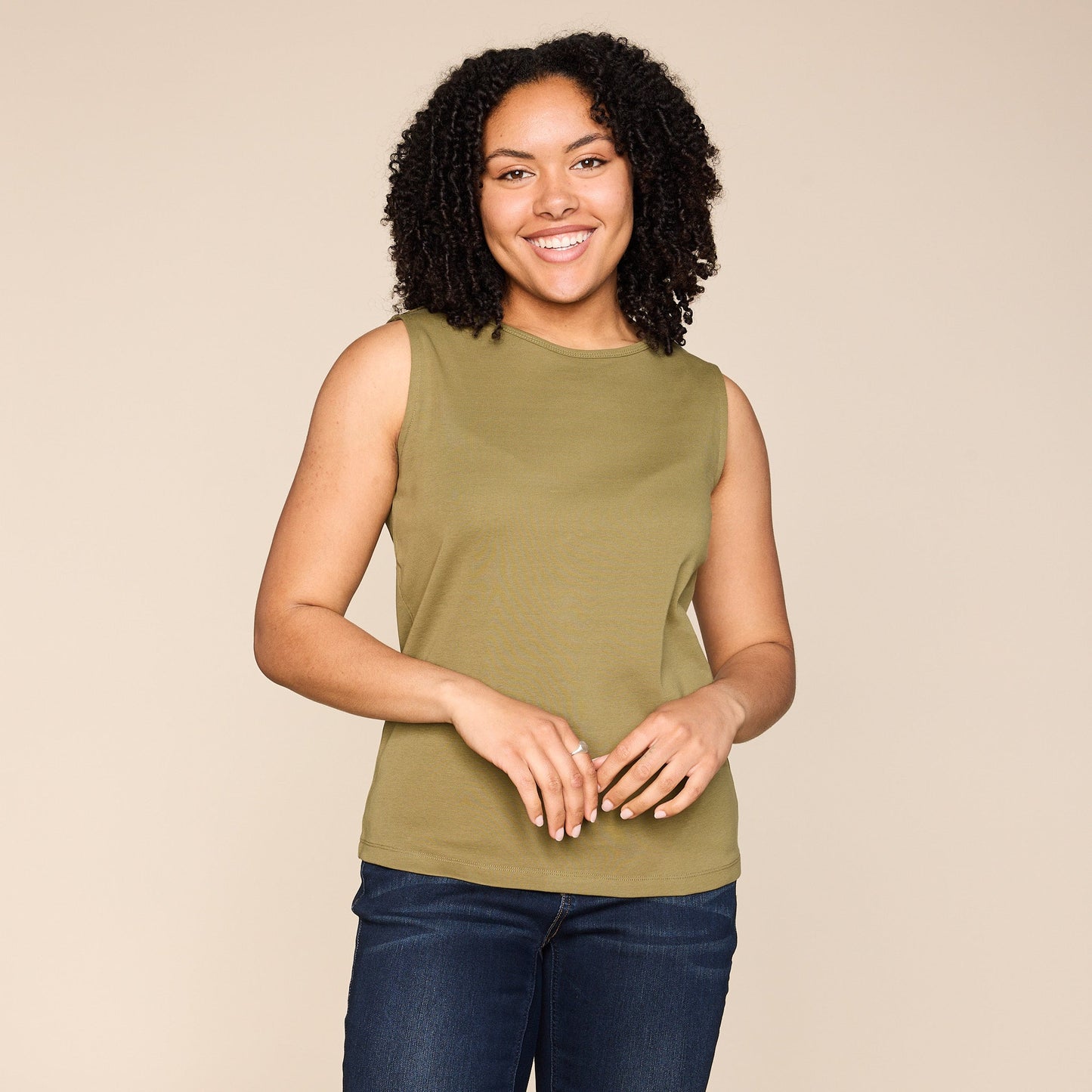 Christopher & Banks Women's Plus Size Sleeveless Crew Neck Perfect Tank