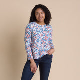 Christopher & Banks Women's Relaxed Restyled Abstract Print Wide Hem Long Sleeve Top