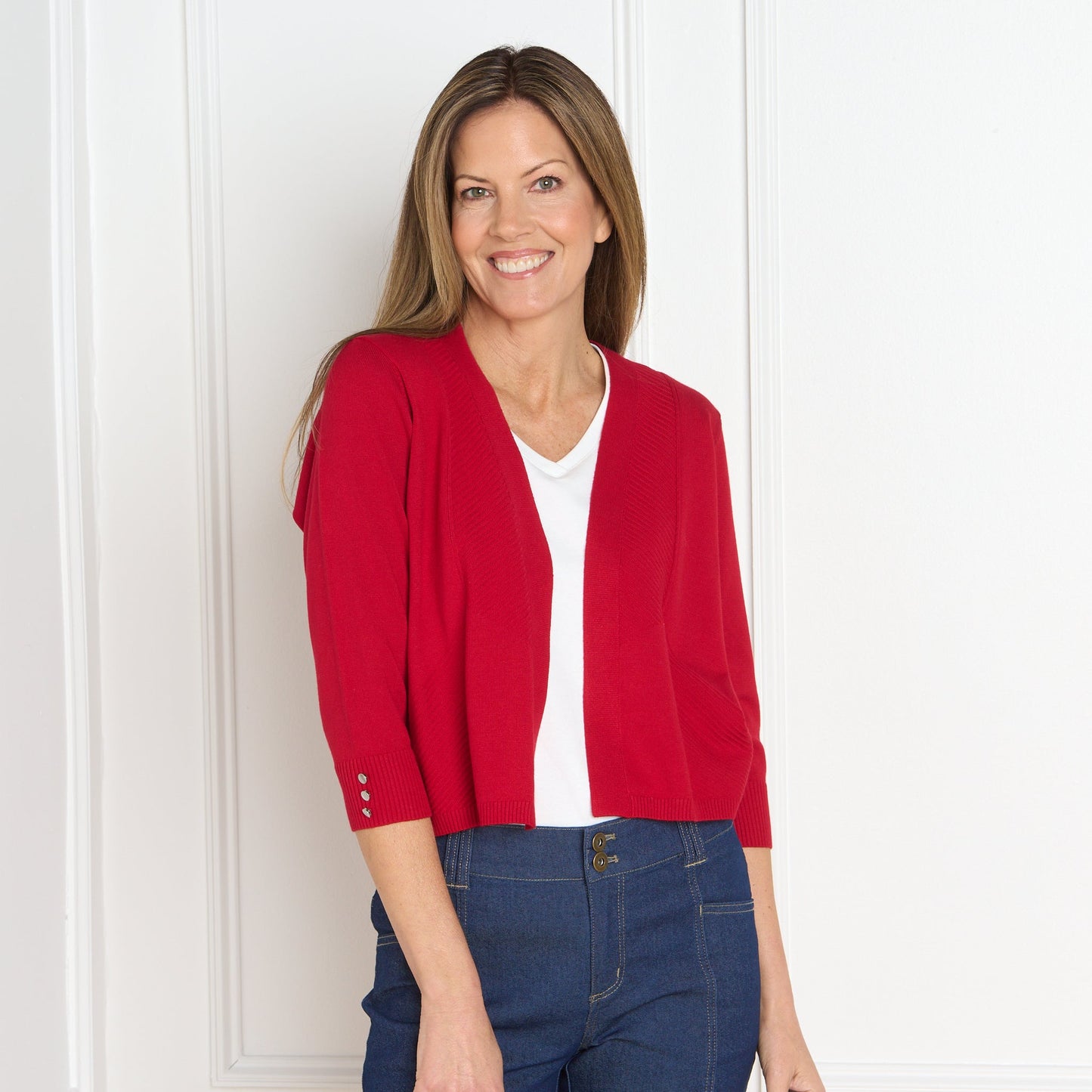 Christopher & Banks Women's Directional Stitch Open Front Cardigan