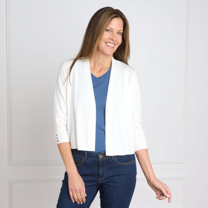 Christopher & Banks Women's Directional Stitch Open Front Cardigan