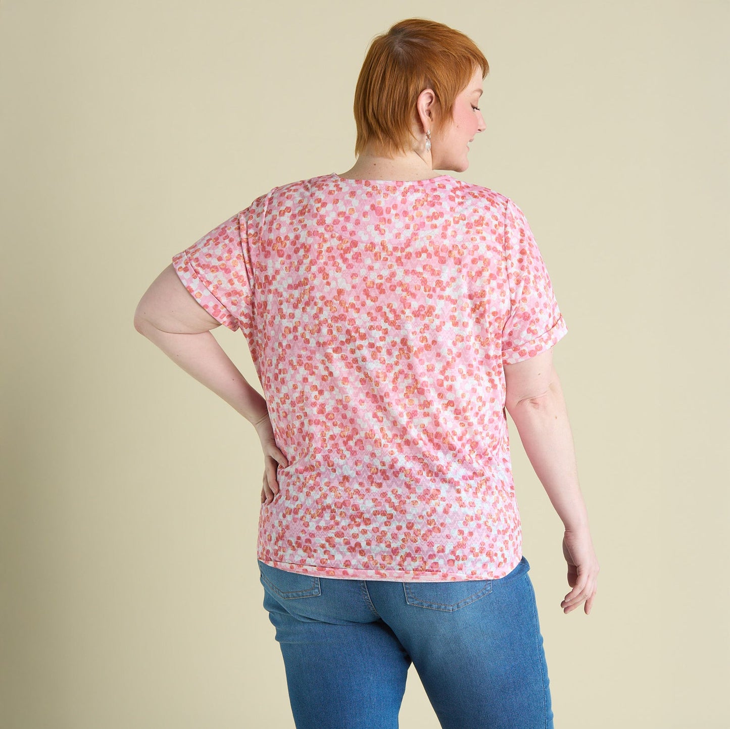 Christopher & Banks Women's Abstract Dots Print Burnout Short Sleeve Tee