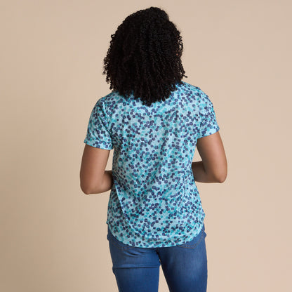 Christopher & Banks Women's Abstract Dots Print Burnout Short Sleeve Tee