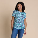 Christopher & Banks Women's Abstract Dots Print Burnout Short Sleeve Tee