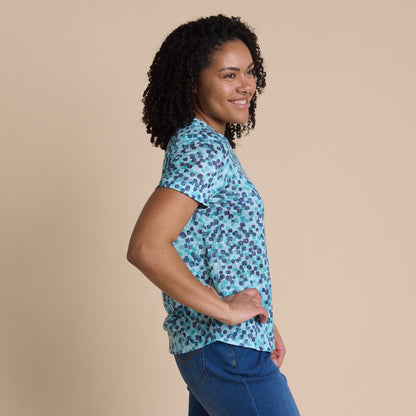 Christopher & Banks Women's Abstract Dots Print Burnout Short Sleeve Tee