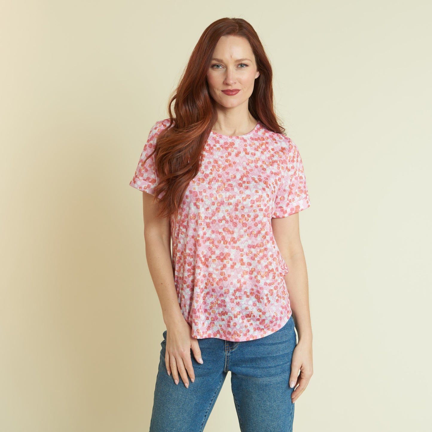 Christopher & Banks Women's Abstract Dots Print Burnout Short Sleeve Tee