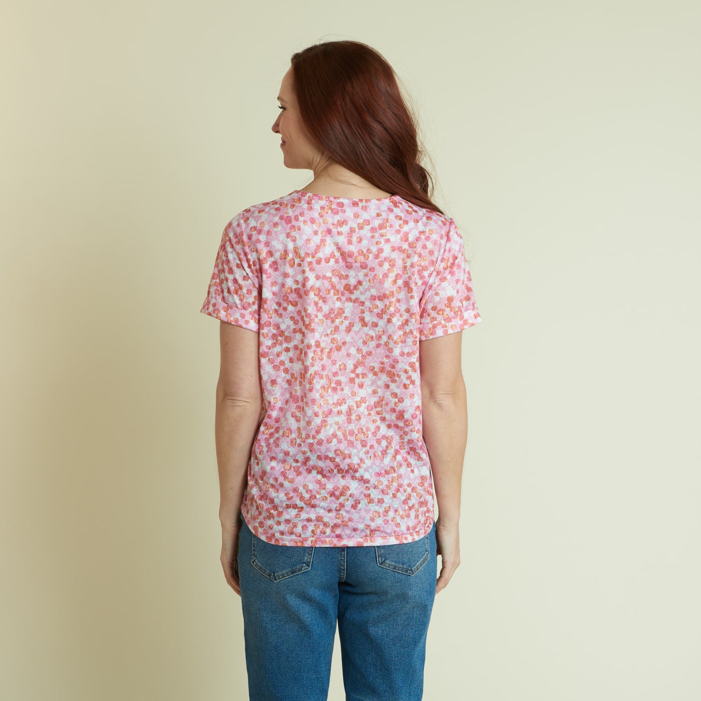 Christopher & Banks Women's Abstract Dots Print Burnout Short Sleeve Tee