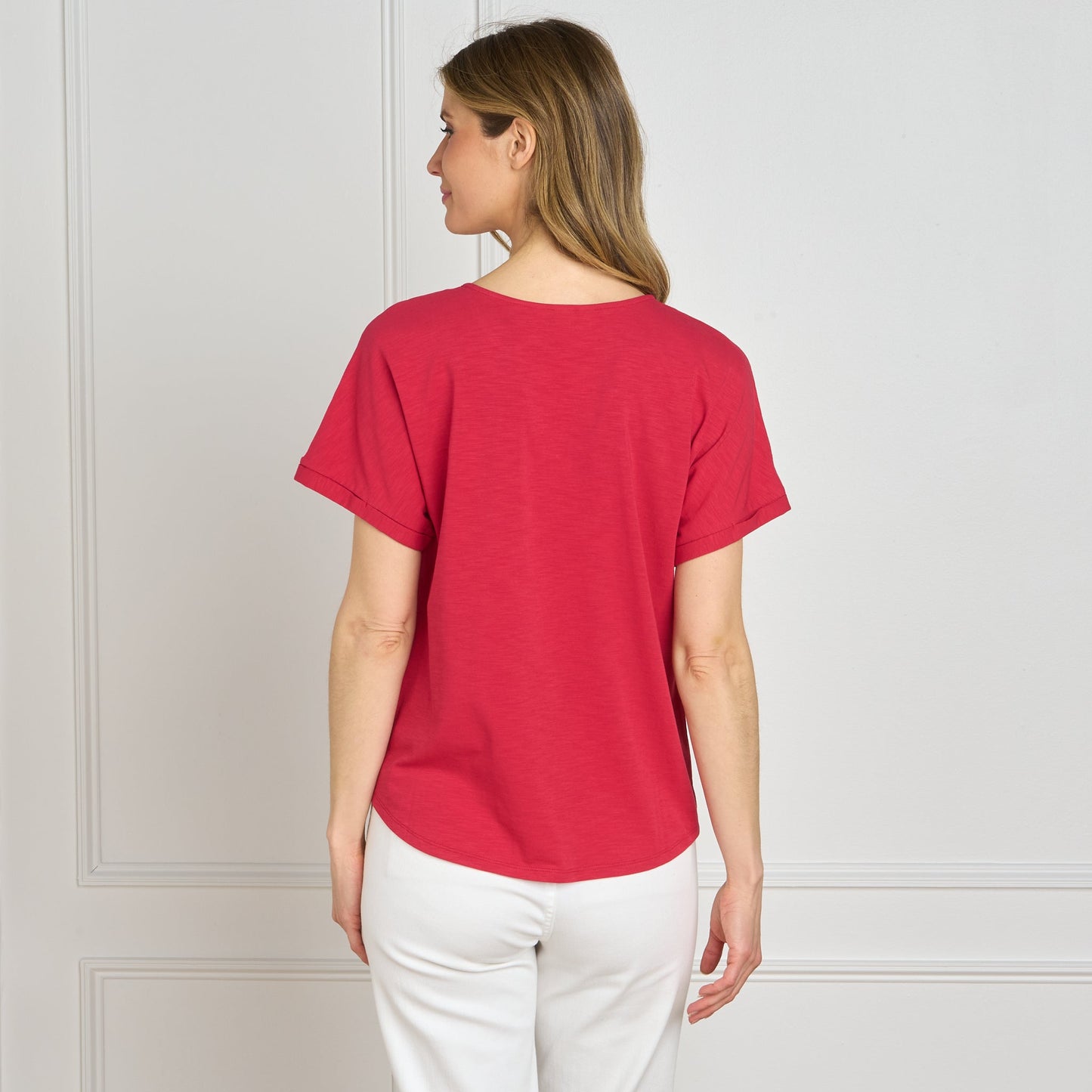 Christopher & Banks Women's Relaxed Restyled Bling Jewel Neck Short Sleeve Tee