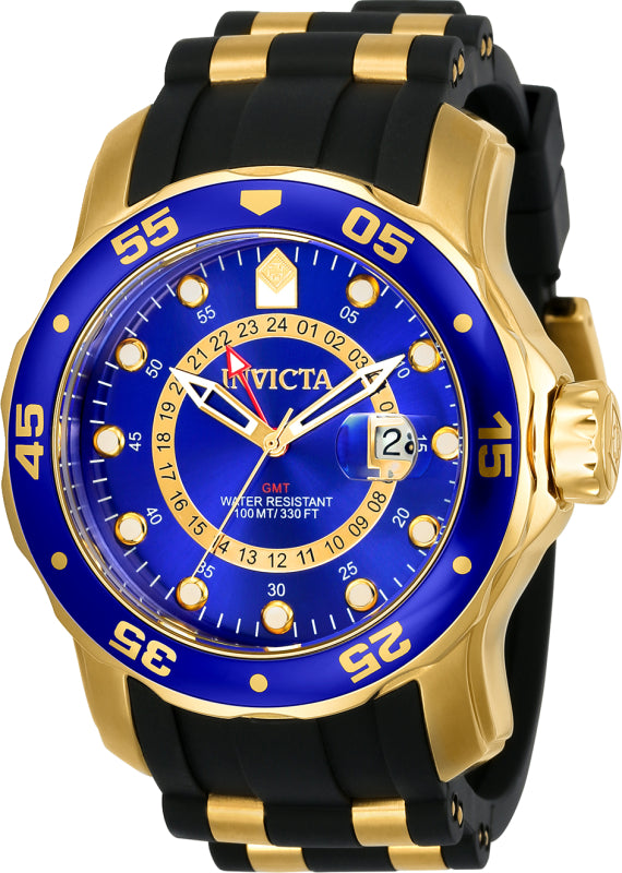 Invicta Men's 48mm Pro Diver Scuba Quartz GMT Swiss Parts Silicone Strap Watch