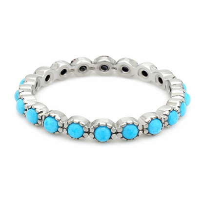 Sterling Silver 2mm Sleeping Beauty Turquoise Eternity Band Ring