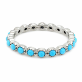 Sterling Silver 2mm Sleeping Beauty Turquoise Eternity Band Ring