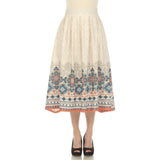 White Mark Women's Border Print Tea-Length Skirt