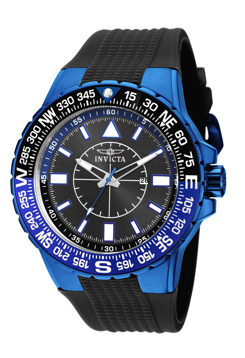 Invicta Men's 52mm Aviator Quartz Textured Black Silicone Strap Watch