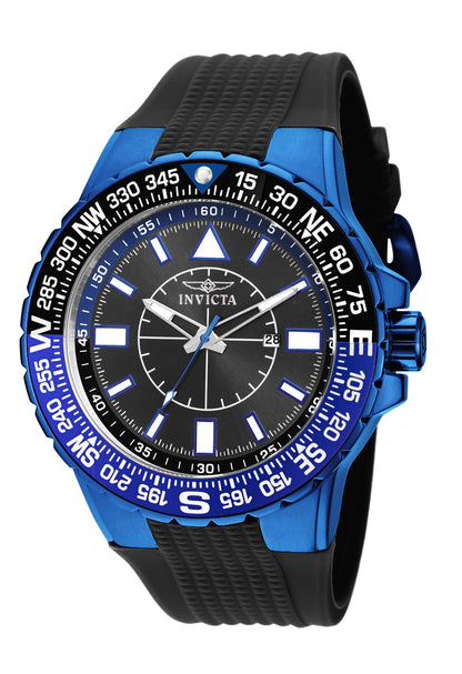 Invicta Men's 52mm Aviator Quartz Textured Black Silicone Strap Watch