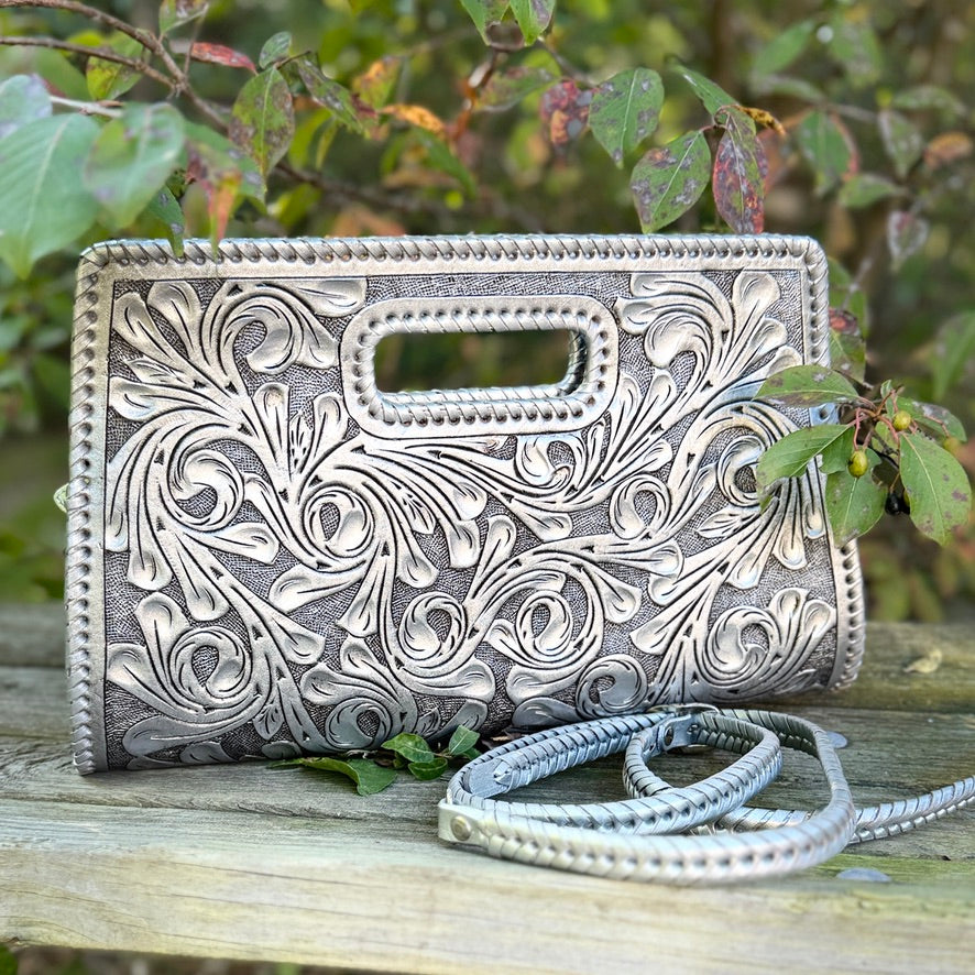 ALLE Handbags Envelope Hand-Tooled Leather Large Clutch Bag