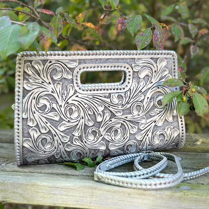 ALLE Handbags Envelope Hand-Tooled Leather Large Clutch Bag