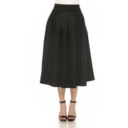 White Mark Women's Flared Tweed Tea-Length Skirt with Pockets