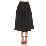 White Mark Women's Flared Tweed Tea-Length Skirt with Pockets