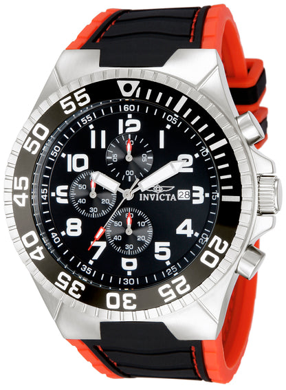 Invicta Men's 52mm Pro Diver Quartz Chronograph Black & Red Silicone Strap Watch