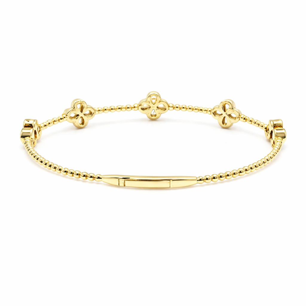 Sterling Silver 3mm Round Sleeping Beauty Turq Cluster Beaded Bangle Bracelet