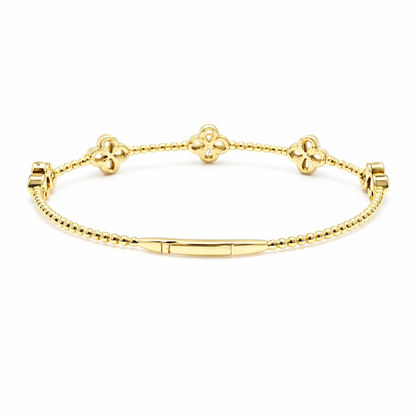 Sterling Silver 3mm Round Sleeping Beauty Turq Cluster Beaded Bangle Bracelet