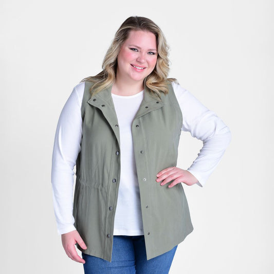 Christopher & Banks Cinched Waist Snap Front Vest