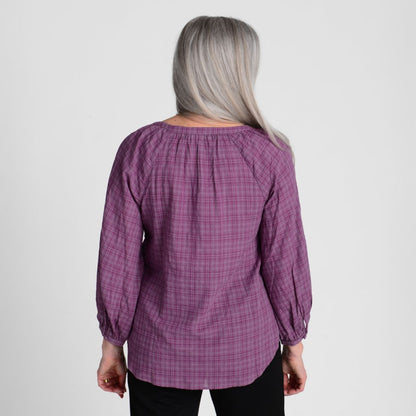 Christopher & Banks Seersucker 3/4 Sleeve Raglan Blouse