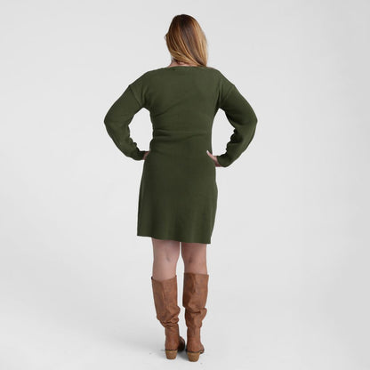 Christopher & Banks Mixed Stitch V Neck Sweater Dress