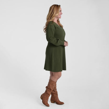 Christopher & Banks Mixed Stitch V Neck Sweater Dress