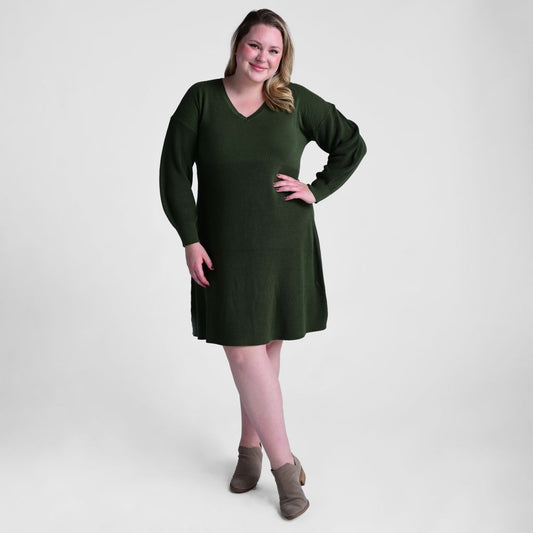 Christopher & Banks Mixed Stitch V Neck Sweater Dress