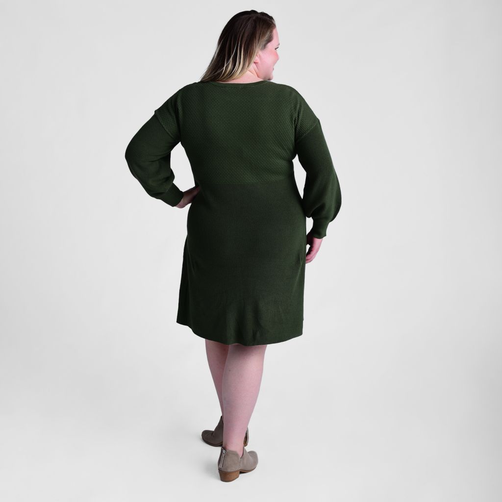 Christopher & Banks Mixed Stitch V Neck Sweater Dress