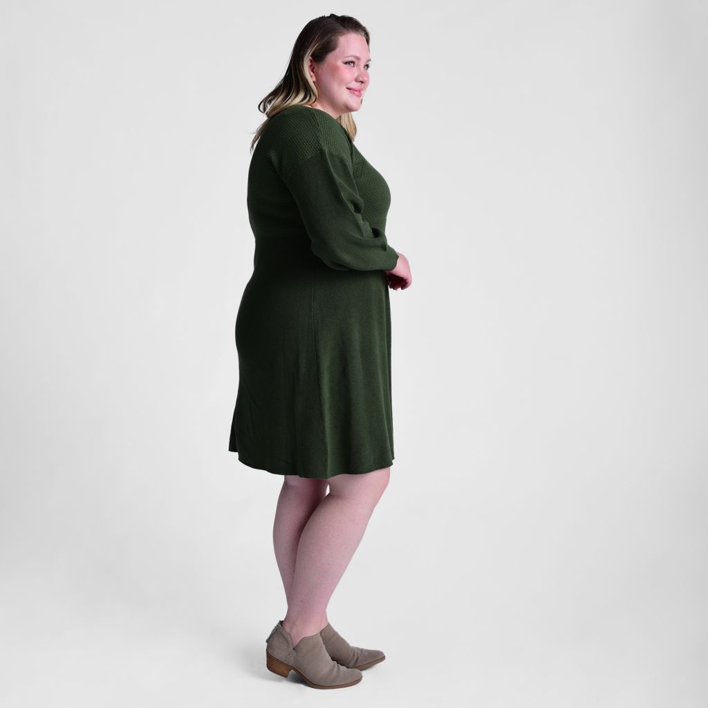 Christopher & Banks Mixed Stitch V Neck Sweater Dress