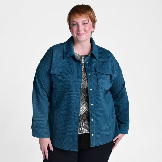 Christopher & Banks Textured Knit Snap Front Shacket