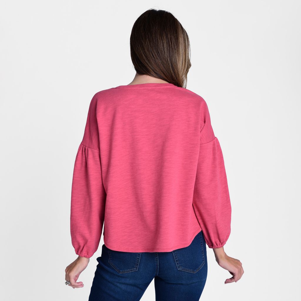 Christopher & Banks Lantern Sleeve Jewel Neck Top