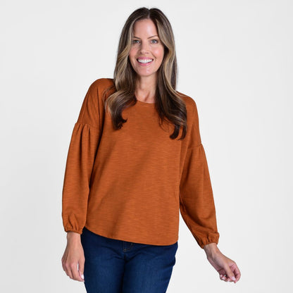 Christopher & Banks Lantern Sleeve Jewel Neck Top