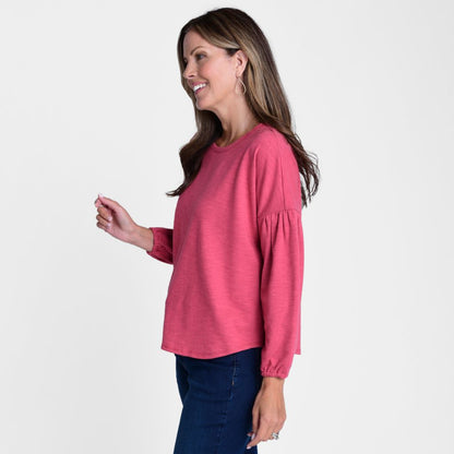 Christopher & Banks Lantern Sleeve Jewel Neck Top