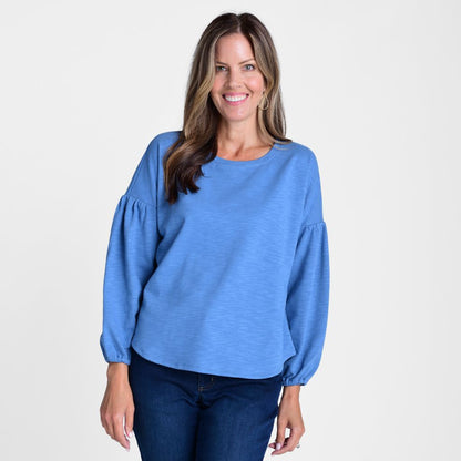 Christopher & Banks Lantern Sleeve Jewel Neck Top