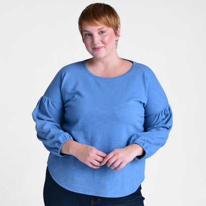 Christopher & Banks Lantern Sleeve Jewel Neck Top