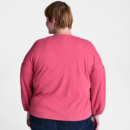 Christopher & Banks Lantern Sleeve Jewel Neck Top